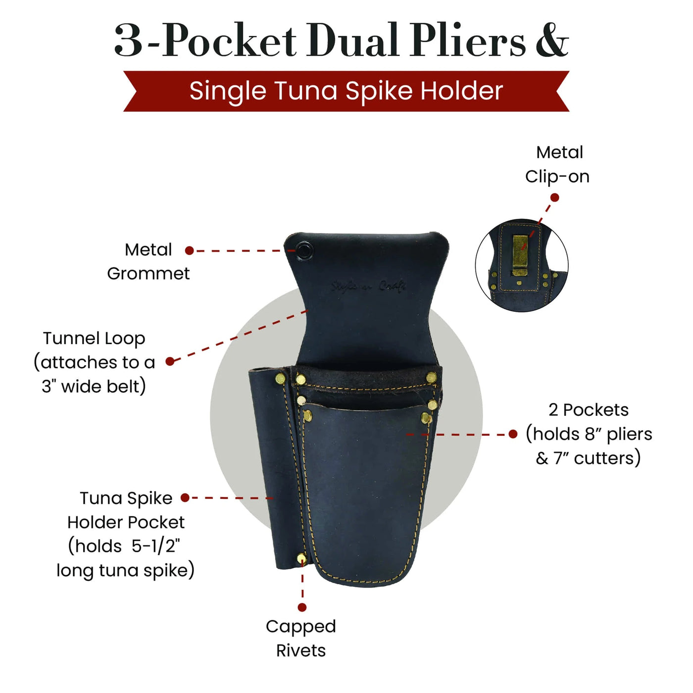 Leather Holsters for Pliers and Tuna Spike